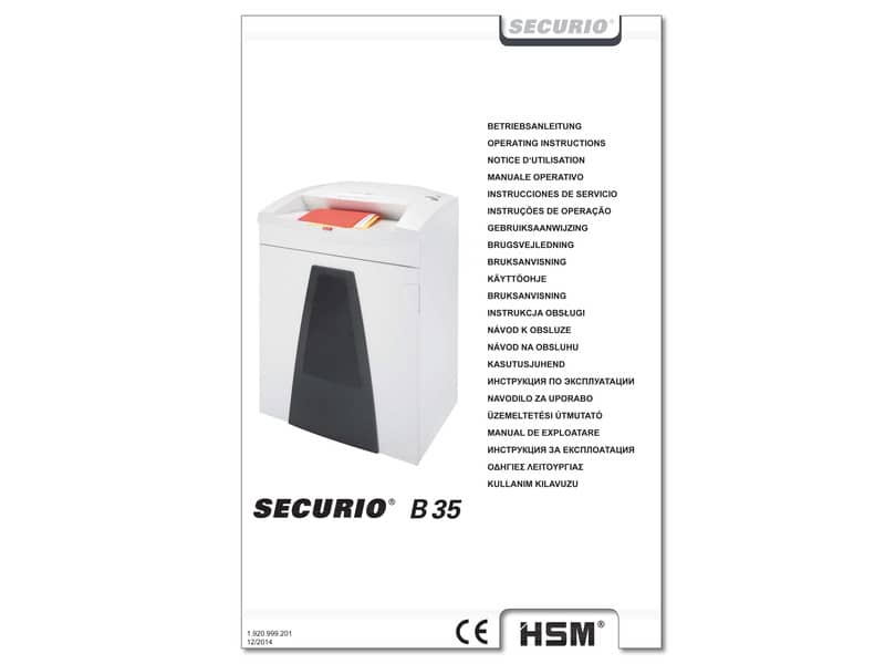 Distruggidocumenti uso moderato HSM SECURIO B35 - P-4 - 130 L - taglio a frammenti 4,5x30 mm - bianco - 1923111