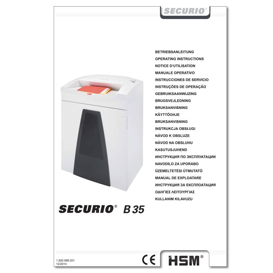 Distruggidocumenti uso moderato HSM SECURIO B35 - P-4 - 130 L - taglio a frammenti 4,5x30 mm - bianco - 1923111