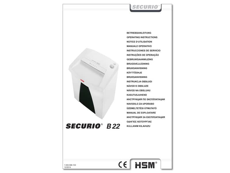 Distruggidocumenti uso frequente HSM SECURIO B22 P-4 - 33 L - taglio a frammenti 3,9x30 mm - bianco 1833121