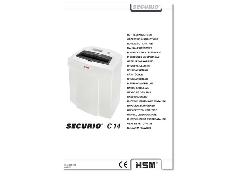 Distruggidocumenti uso moderato HSM SECURIO C14 - P-4 - 20 L - taglio a frammenti 4x25 mm - bianco - 2253111