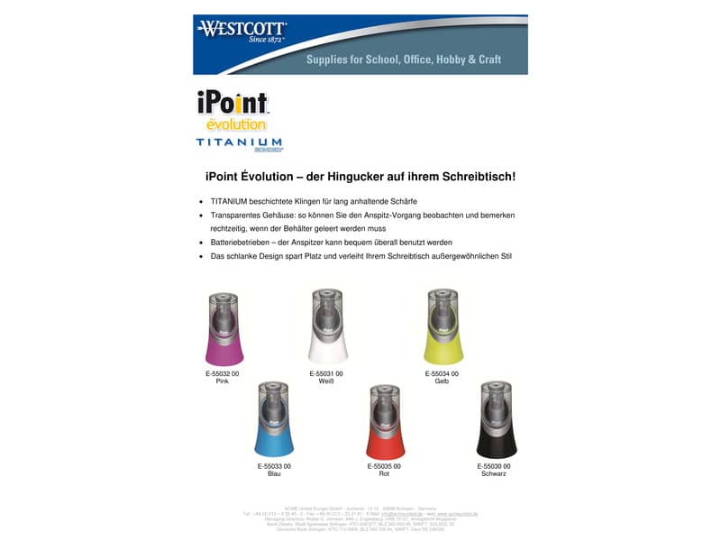 Temperamatite elettrico Westcott iPoint évolution nero E-55030 00