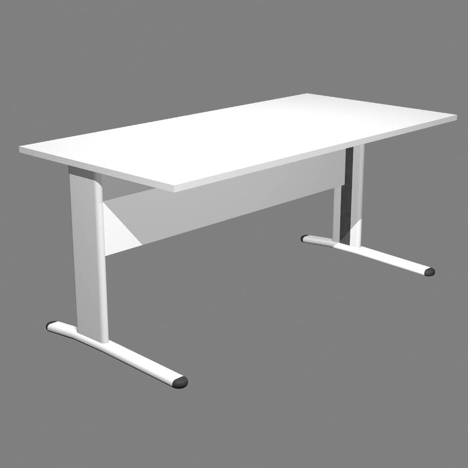 Scrivania Artexport Presto 160x80xH.72cm piano bianco - fianchi in metallo a L color alluminio - 003+30511/3