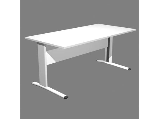 Scrivania Artexport Presto 160x80xH.72cm piano bianco - fianchi in metallo a L color alluminio - 003+30511/3