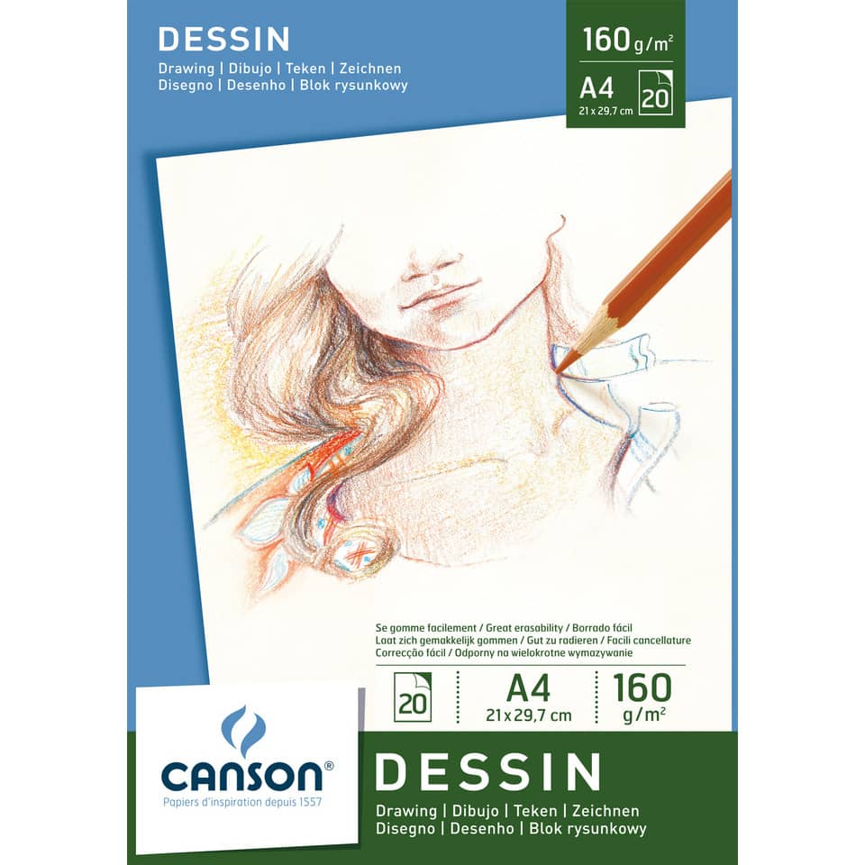 Blocco Canson Disegno 160 g/m² A4 - 20 fogli C200005779