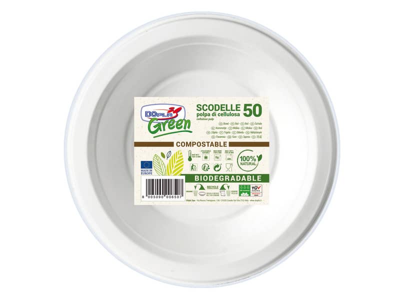 Scodelle monouso biodegradabili Dopla Green 400 ml polpa di cellulosa bianco  conf.50 - 7707