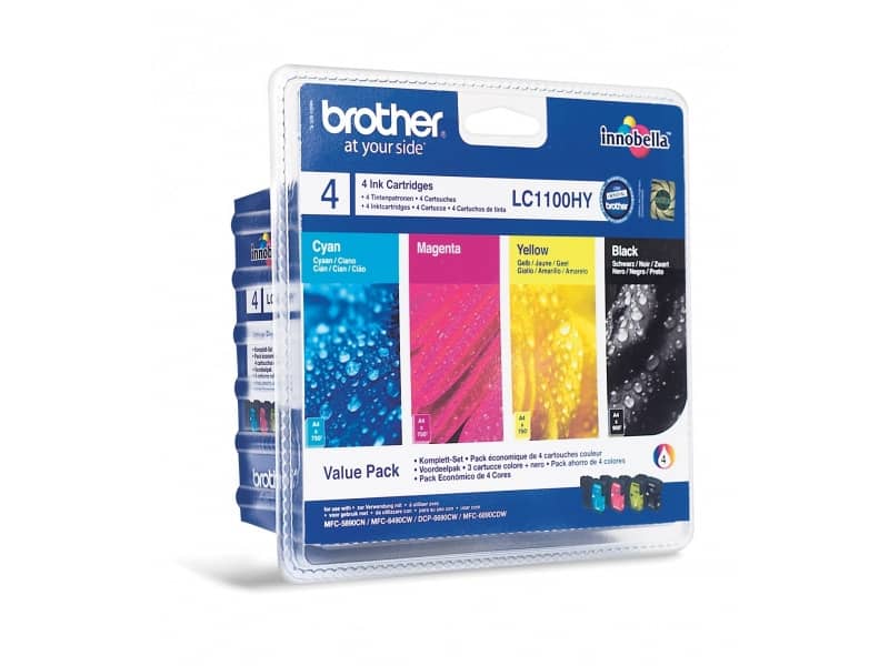 Cartucce inkjet alta resa blister 1100 Brother nero+ciano+magenta+giallo Conf. 4 - LC-1100HYVALBP