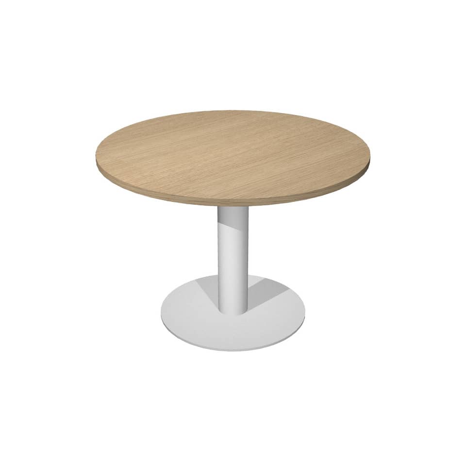 Tavolo riunione rotondo Artexport Flex Ø 100 cm - H.73 cm piano rovere - gamba in metallo alluminio - PR10+BASE50-C