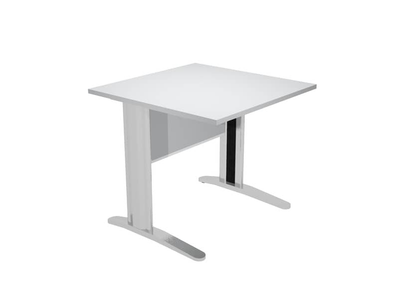 Scrivania Artexport Presto 80x80xH.72cm piano grigio - fianchi in metallo a L effetto cromato - 001+30512JOINTCR/9