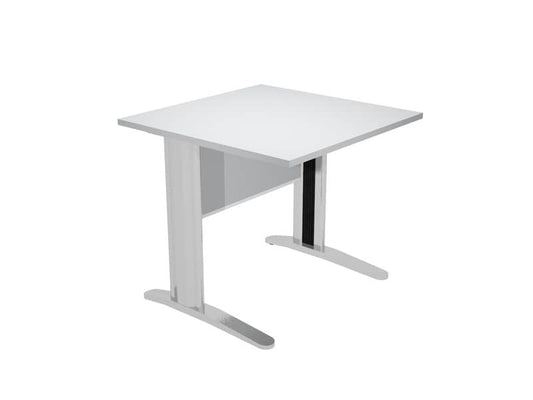 Scrivania Artexport Presto 80x80xH.72cm piano grigio - fianchi in metallo a L effetto cromato - 001+30512JOINTCR/9