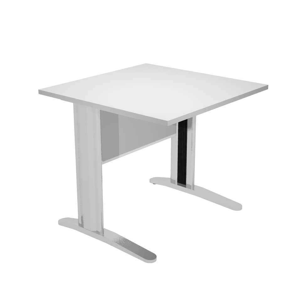 Scrivania Artexport Presto 80x80xH.72cm piano grigio - fianchi in metallo a L effetto cromato - 001+30512JOINTCR/9