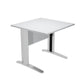 Scrivania Artexport Presto 80x80xH.72cm piano grigio - fianchi in metallo a L effetto cromato - 001+30512JOINTCR/9