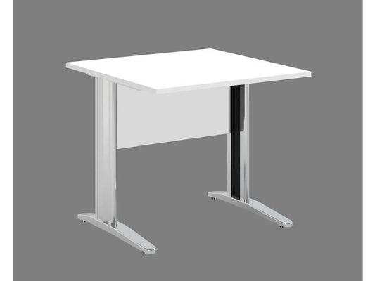 Scrivania Artexport Presto 80x80xH.72cm piano bianco - fianchi in metallo a L effetto cromato - 001+30512JOINTCR/3