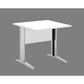 Scrivania Artexport Presto 80x80xH.72cm piano bianco - fianchi in metallo a L effetto cromato - 001+30512JOINTCR/3