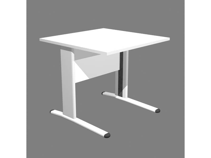 Scrivania Artexport Presto 80x80xH.72cm piano bianco - fianchi in metallo a L color alluminio - 001+30511/3