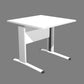 Scrivania Artexport Presto 80x80xH.72cm piano bianco - fianchi in metallo a L color alluminio - 001+30511/3