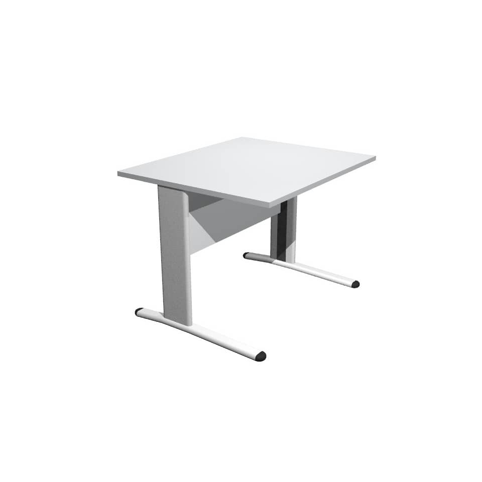 Scrivania Artexport Presto 80x80xH.72cm piano grigio - fianchi in metallo a L color alluminio - 001+30511/9
