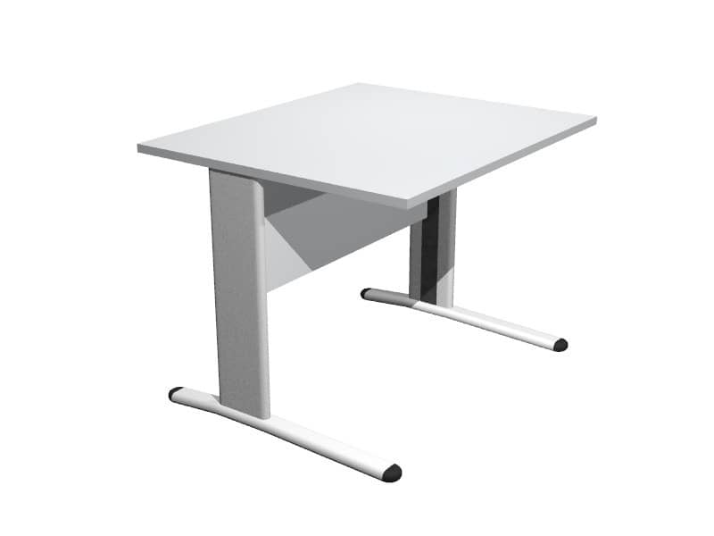 Scrivania Artexport Presto 80x80xH.72cm piano grigio - fianchi in metallo a L color alluminio - 001+30511/9