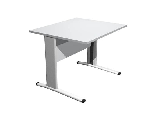 Scrivania Artexport Presto 80x80xH.72cm piano grigio - fianchi in metallo a L color alluminio - 001+30511/9