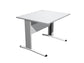 Scrivania Artexport Presto 80x80xH.72cm piano grigio - fianchi in metallo a L color alluminio - 001+30511/9