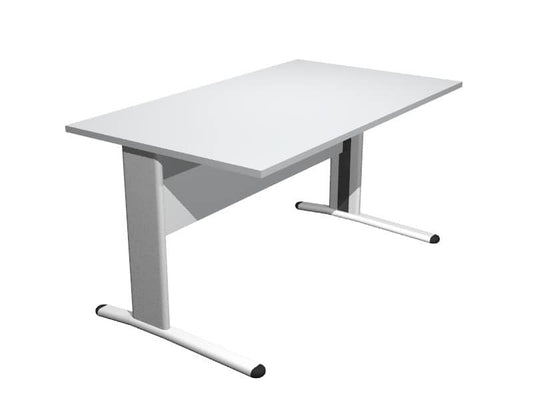 Scrivania Artexport Presto 140x80xH.72cm piano grigio - fianchi in metallo a L color alluminio - 002+30511/9