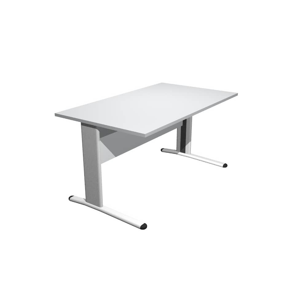 Scrivania Artexport Presto 140x80xH.72cm piano grigio - fianchi in metallo a L color alluminio - 002+30511/9