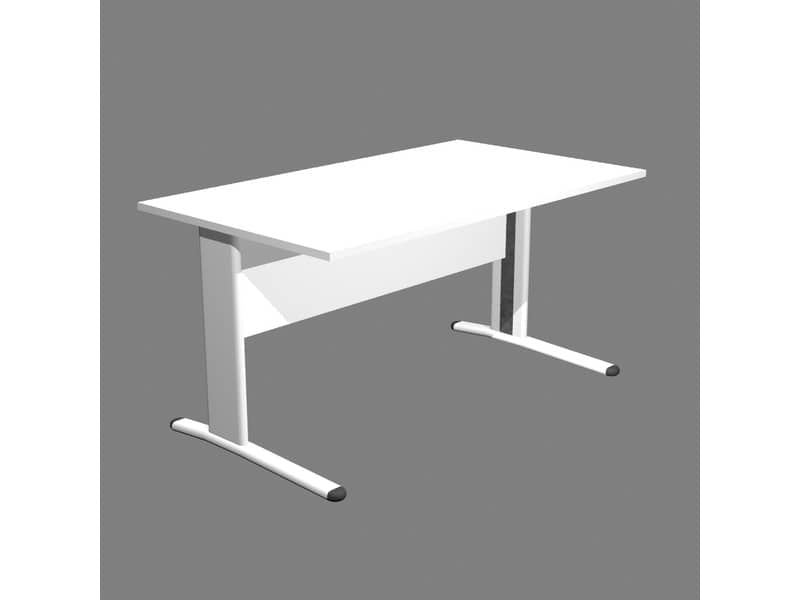 Scrivania Artexport Presto 140x80xH.72cm piano bianco - fianchi in metallo a L color alluminio - 002+30511/3