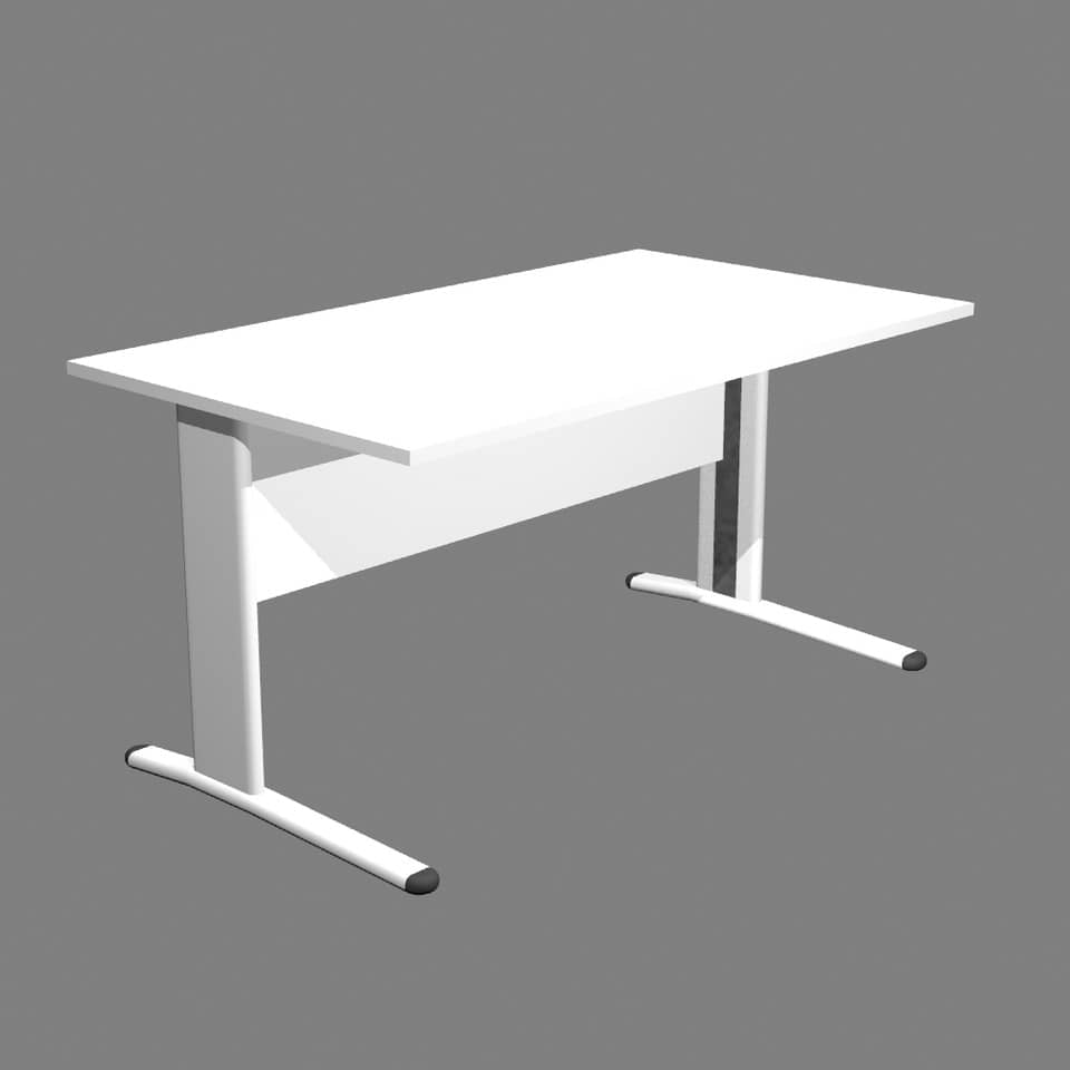 Scrivania Artexport Presto 140x80xH.72cm piano bianco - fianchi in metallo a L color alluminio - 002+30511/3