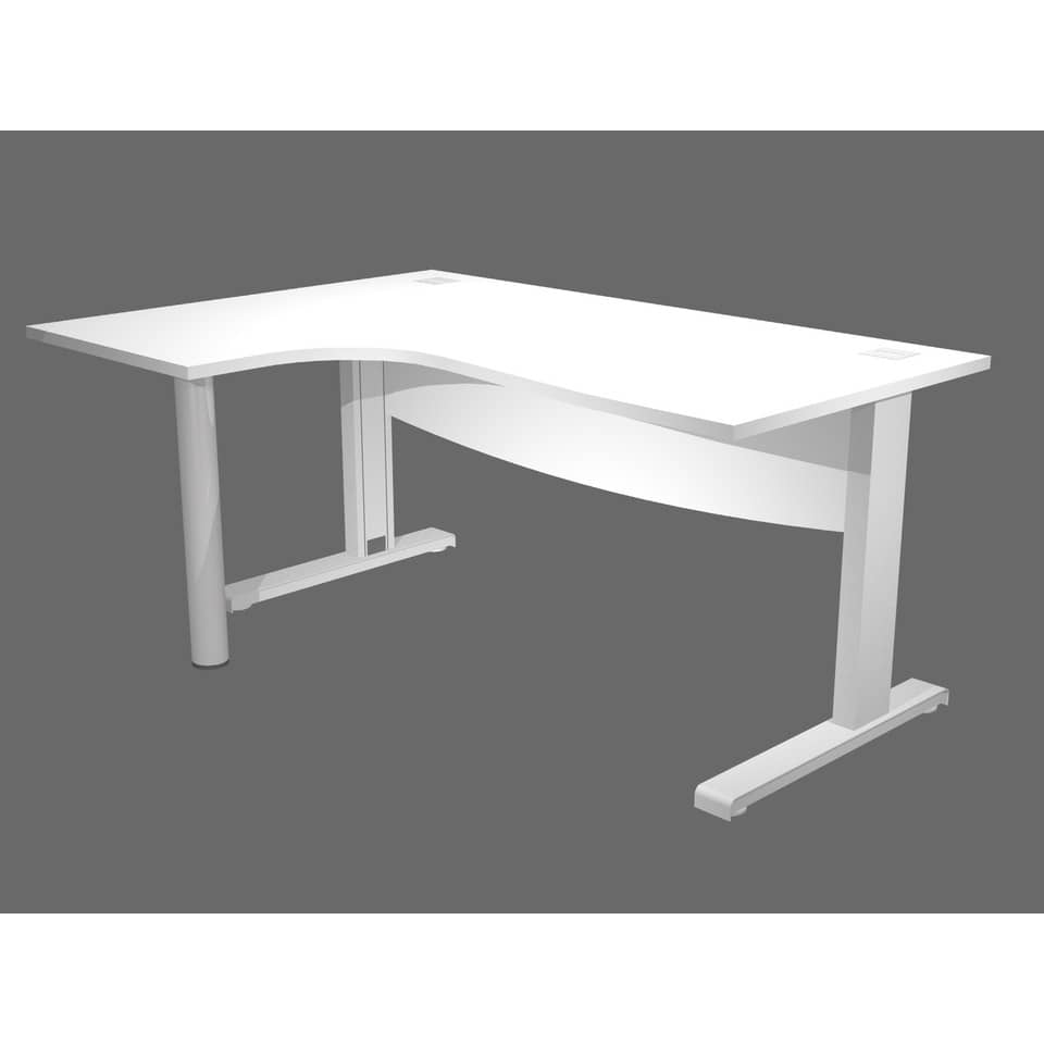 Scrivania ad angolo Artexport Flex Compact 160x120x73 cm bianco - fianchi in metallo a L + supporto lato sinistro