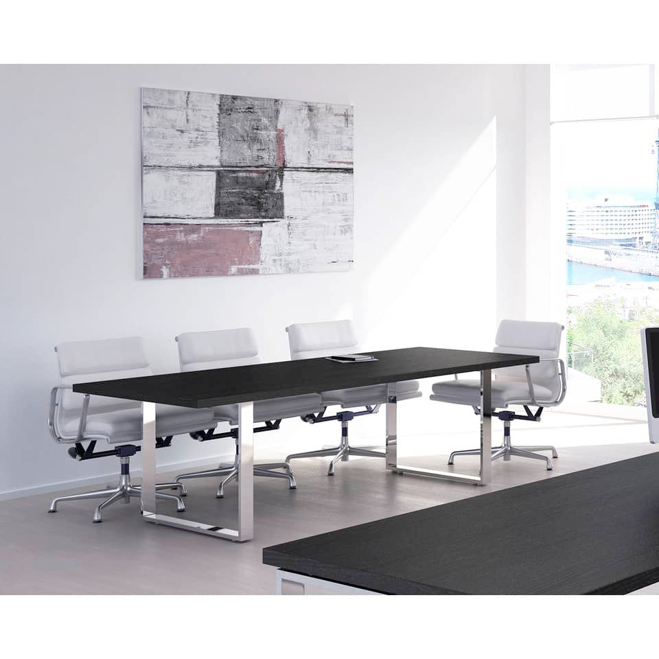 Tavolo riunioni Artexport Flora 220x100x74 cm fianchi metallo nero venato frassino - 905M/8