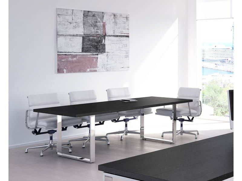 Tavolo riunioni Artexport Flora 220x100x74 cm fianchi metallo nero venato frassino - 905M/8