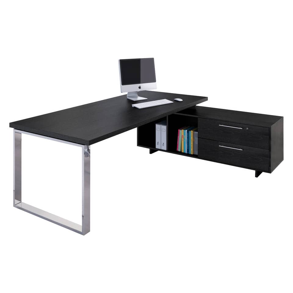 Scrivania manageriale Artexport Flora 225x170x74 cm fianchi metallo nero venato frassino - 902RIT/M/8