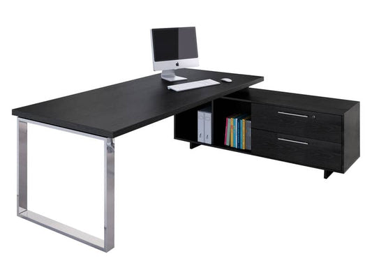 Scrivania manageriale Artexport Flora 225x170x74 cm fianchi metallo nero venato frassino - 902RIT/M/8