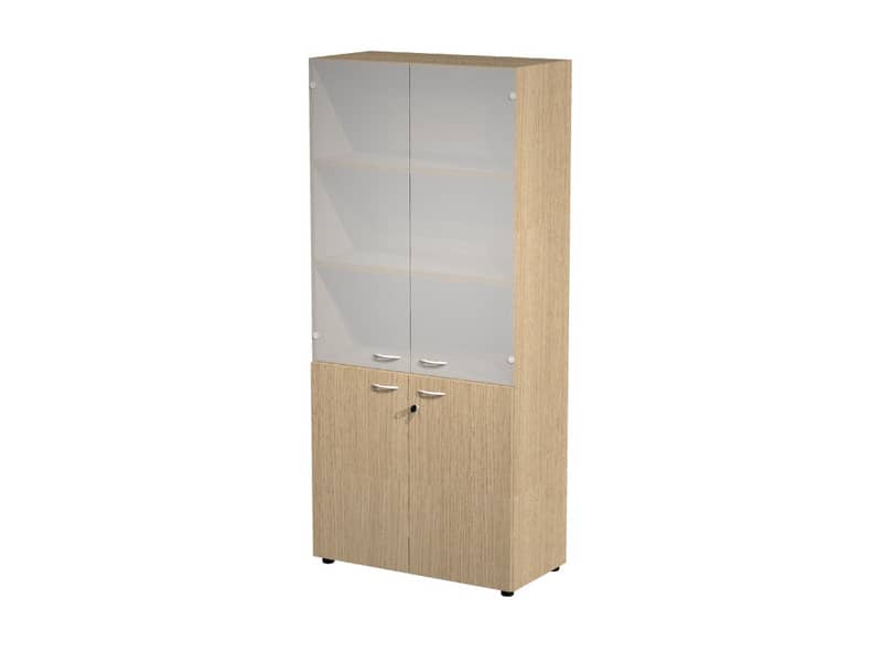 Armadio alto componibile Artexport 2898 - 2 ante basse + 2 ante medie in vetro - 90x45,8x200 cm - rovere