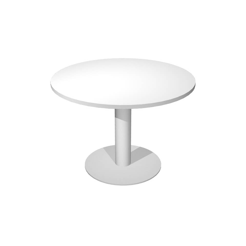 Tavolo riunione rotondo Artexport Flex Ø 120 cm - H.73 cm piano bianco - gamba in metallo alluminio - PR12+BASE50-3