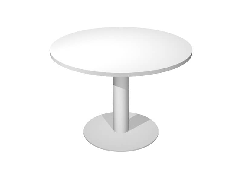 Tavolo riunione rotondo Artexport Flex Ø 120 cm - H.73 cm piano bianco - gamba in metallo alluminio - PR12+BASE50-3