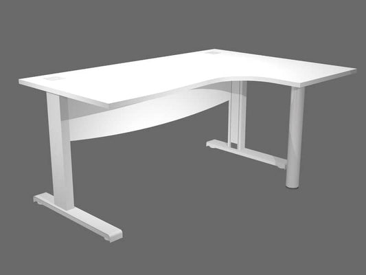 Scrivania ad angolo Artexport Flex Compact 160x120x73 cm bianco - fianchi in metallo a L + supporto lato destro