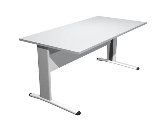 Scrivania Artexport Presto 160x80xH.72cm piano grigio - fianchi in metallo a L metallo a L color alluminio 003+30511/8