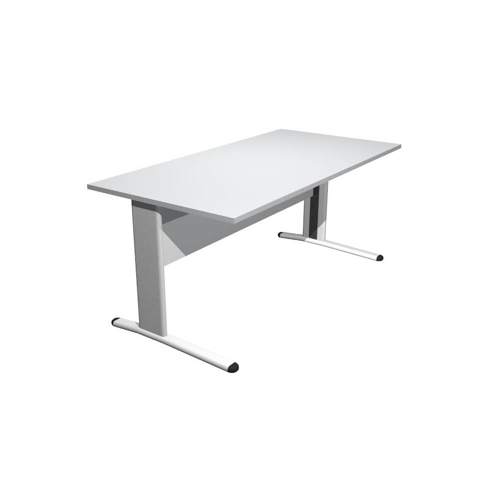 Scrivania Artexport Presto 160x80xH.72cm piano grigio - fianchi in metallo a L metallo a L color alluminio 003+30511/8