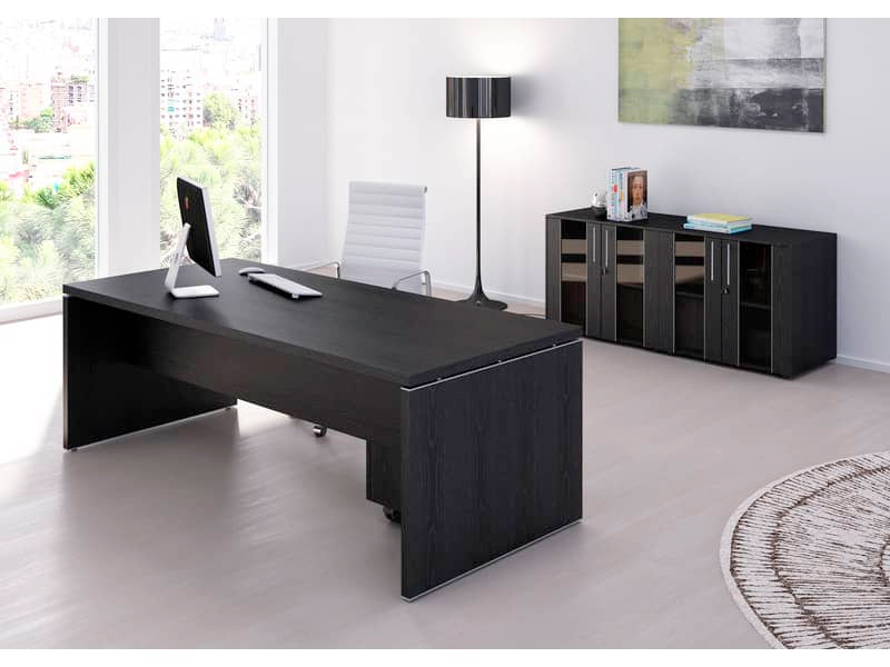 Scrivania direzionale Artexport Flora 180x90x74 cm fianchi legno nero venato frassino - 901/8
