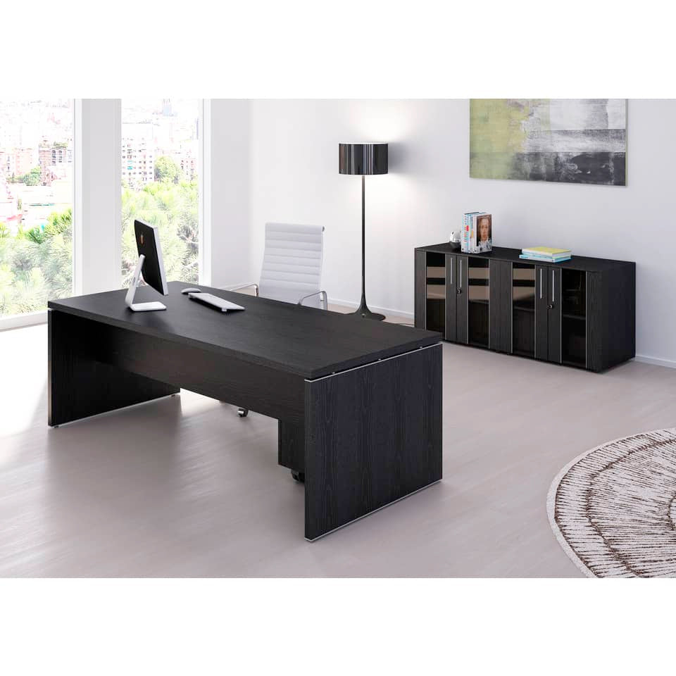 Scrivania direzionale Artexport Flora 180x90x74 cm fianchi legno nero venato frassino - 901/8