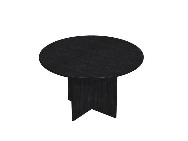 Tavolo riunione rotondo Artexport Presto Ø120xH.72 cm piano e gambe nero venato frassino - 60121/8