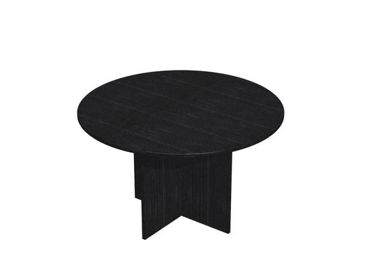 Tavolo riunione rotondo Artexport Presto Ø120xH.72 cm piano e gambe nero venato frassino - 60121/8