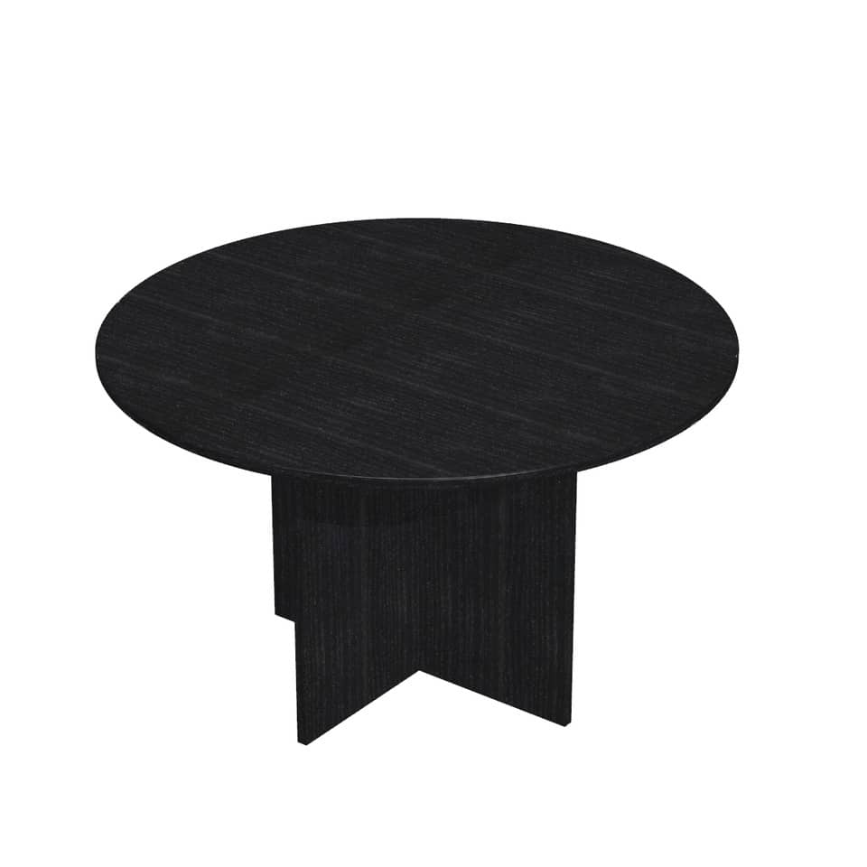 Tavolo riunione rotondo Artexport Presto Ø120xH.72 cm piano e gambe nero venato frassino - 60121/8