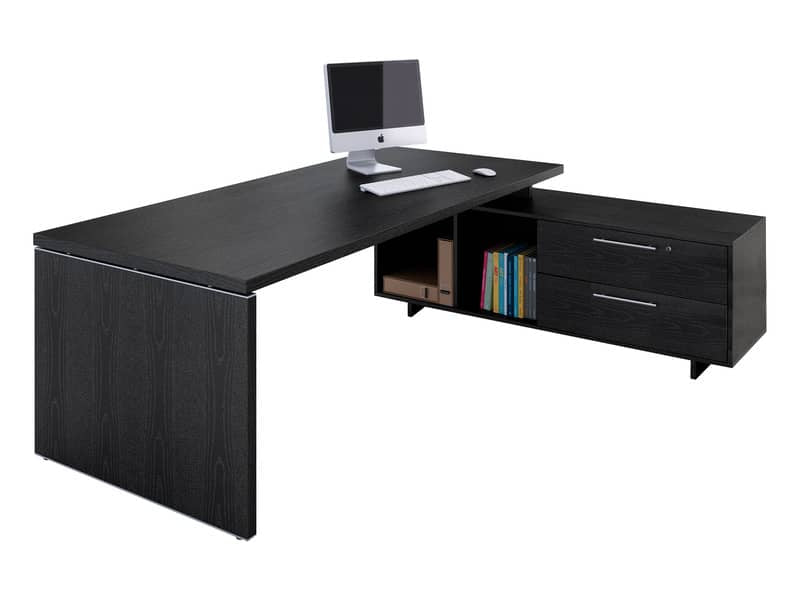 Scrivania manageriale Artexport Flora 195x170x74 cm fianchi legno nero venato frassino - 901RIT/8