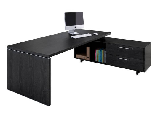 Scrivania manageriale Artexport Flora 195x170x74 cm fianchi legno nero venato frassino - 901RIT/8
