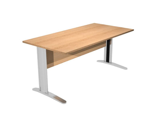 Scrivania Artexport Presto 140x80xH.72cm piano faggio - fianchi in metallo a L effetto cromato - 002+30512JOINTCR/6