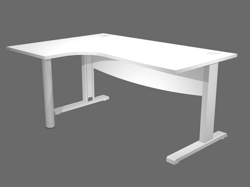 Scrivania ad angolo Artexport Flex Compact 180x120x73 cm bianco - fianchi in metallo a L + supporto lato sinistro