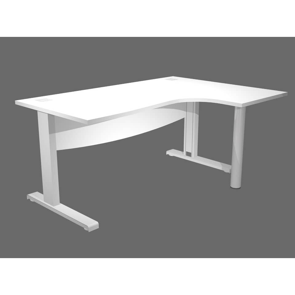 Scrivania ad angolo Artexport Flex Compact 180x120x73 cm bianco - fianchi in metallo a L + supporto lato destro