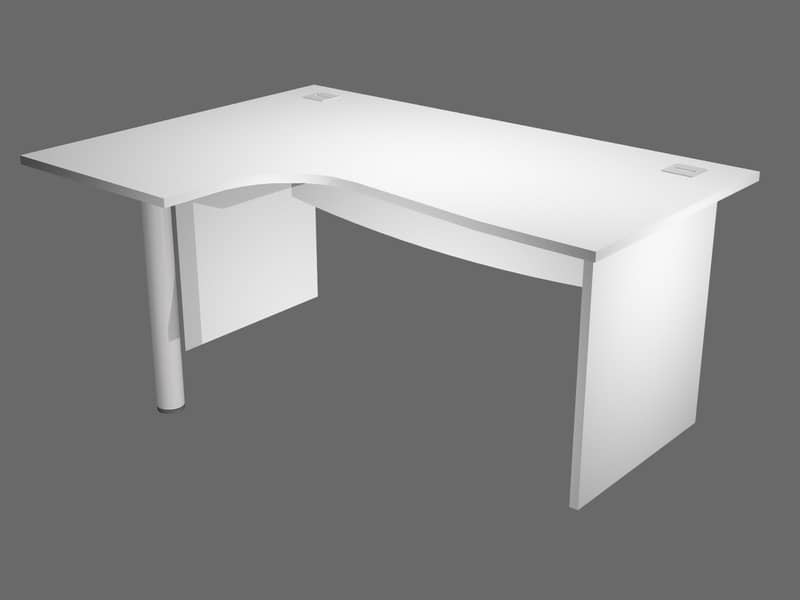 Scrivania ad angolo Artexport Flex Compact 180x120x73 cm bianco - fianchi melaminico + supporto metal lato sinstro