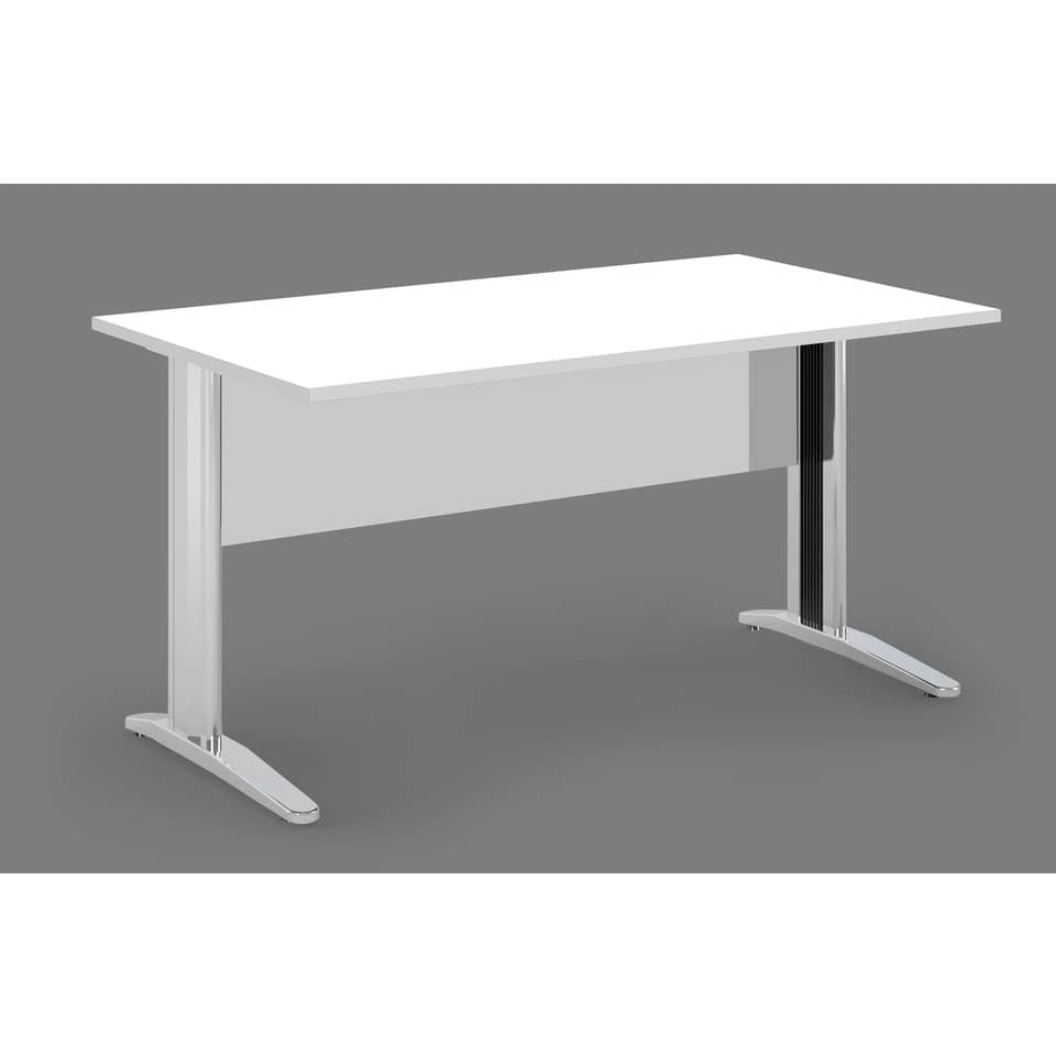 Scrivania Artexport Presto 160x80xH.72cm piano bianco - fianchi in metallo a L effetto cromato - 003+30512JOINTCR/3